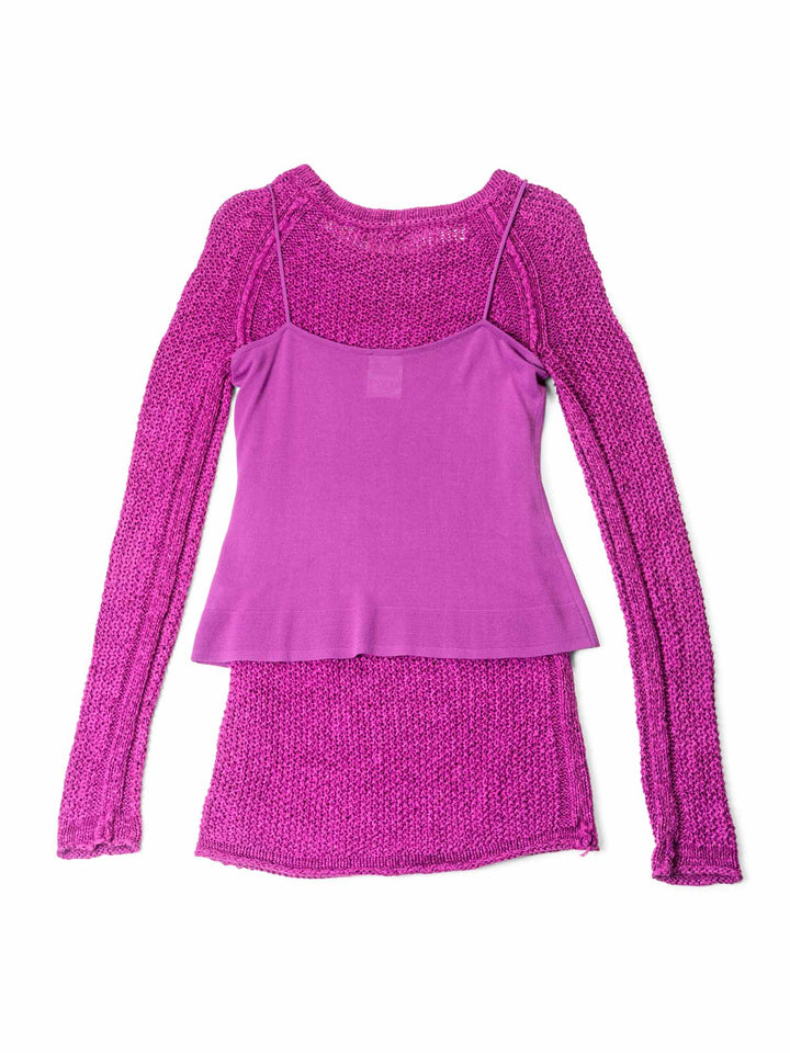 Top Quality Chanel Knit Sweater Tunic Set Purple