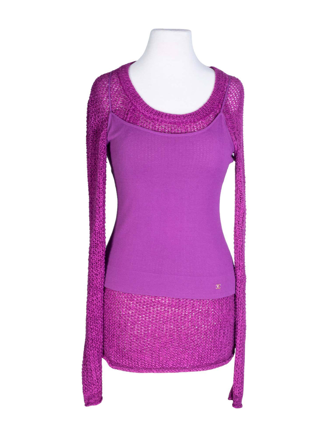 Top Quality Chanel Knit Sweater Tunic Set Purple