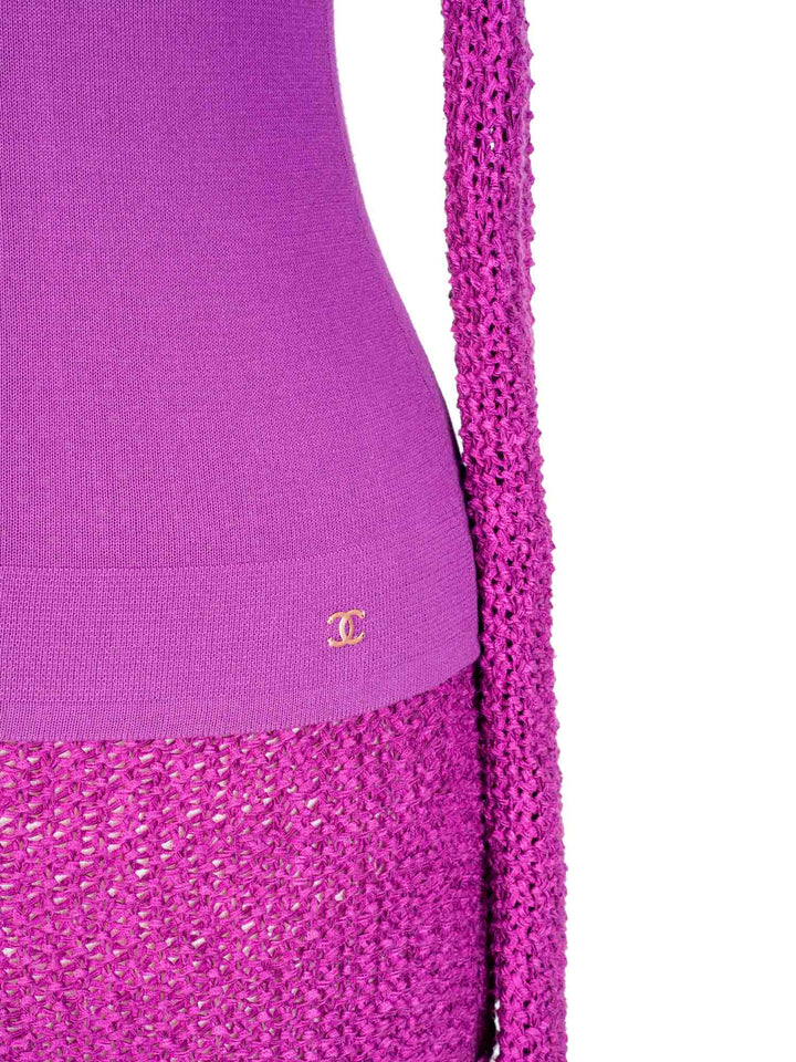 Top Quality Chanel Knit Sweater Tunic Set Purple