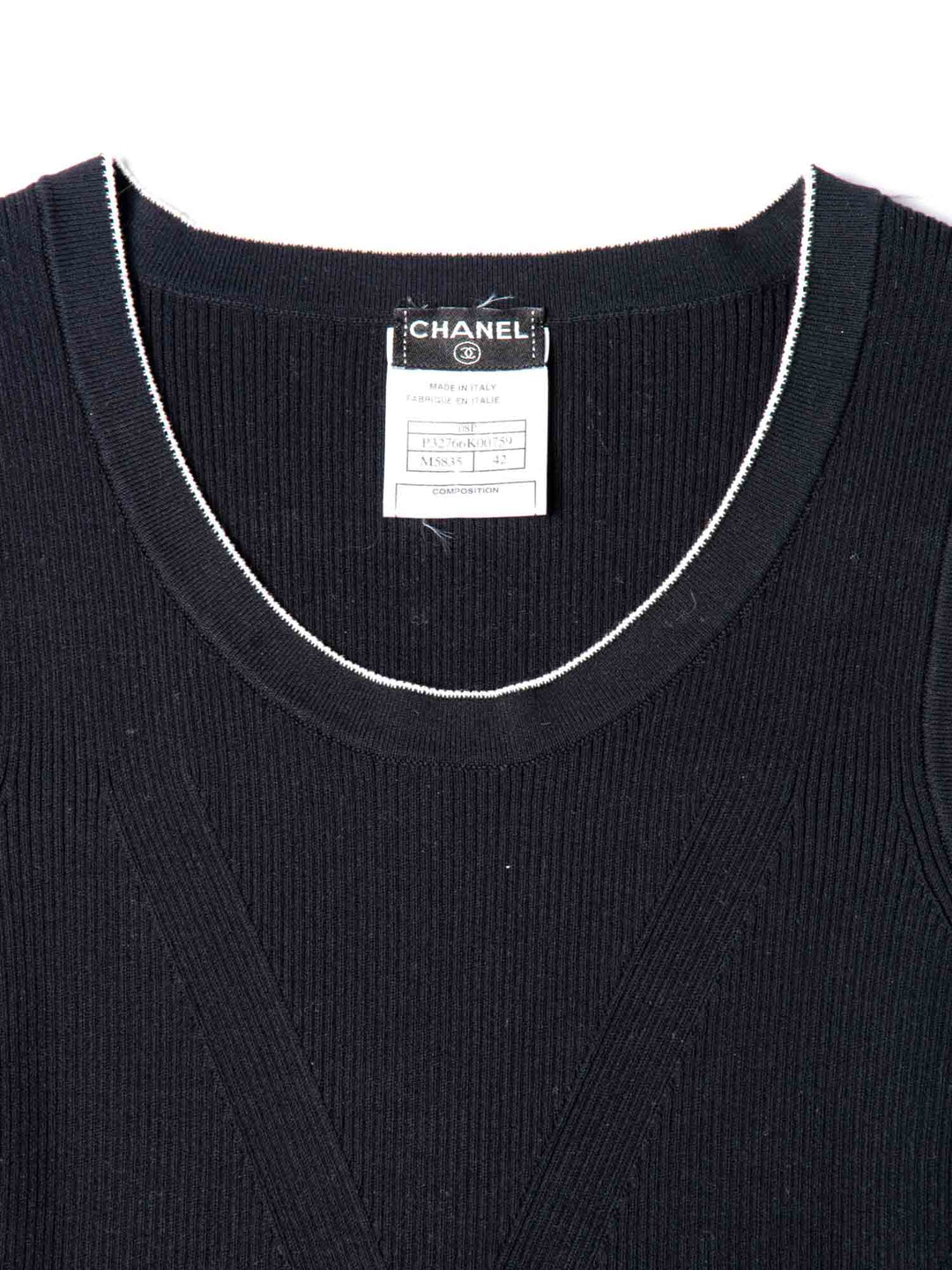 Top Quality Chanel Knitted CC Logo Ruffled Mini Dress Navy Blue