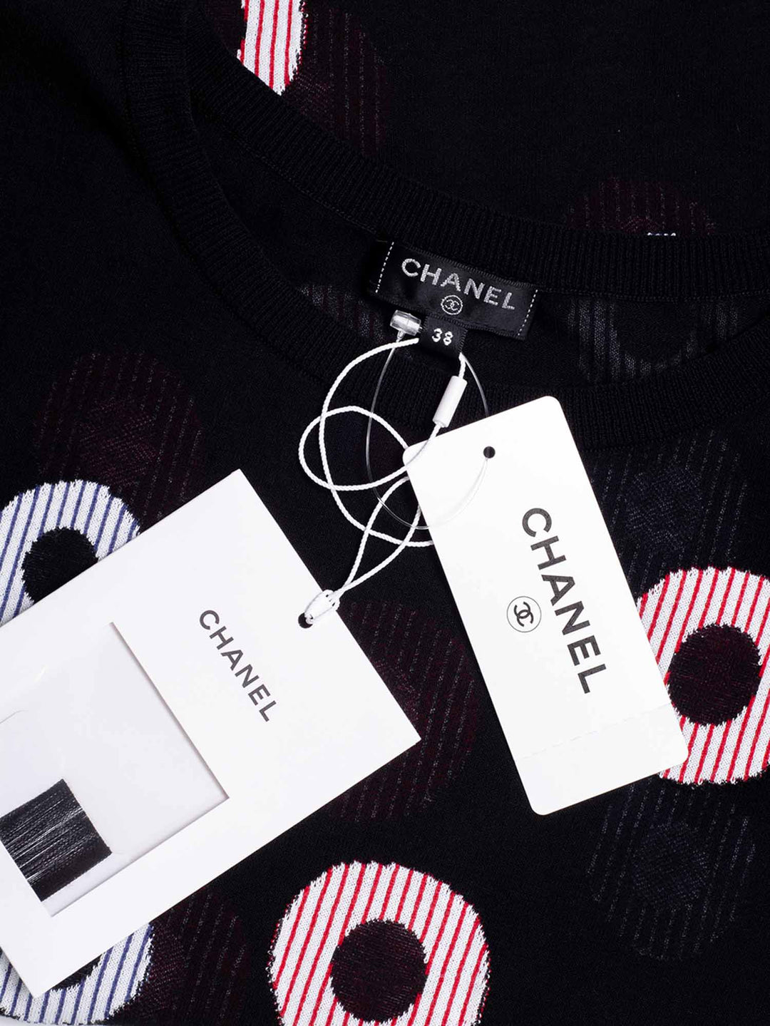 Top Quality Chanel La Pausa 19C Cotton Polka Dot Striped Top Black