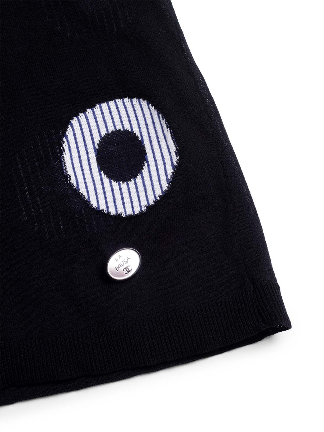 Top Quality Chanel La Pausa 19C Cotton Polka Dot Striped Top Black