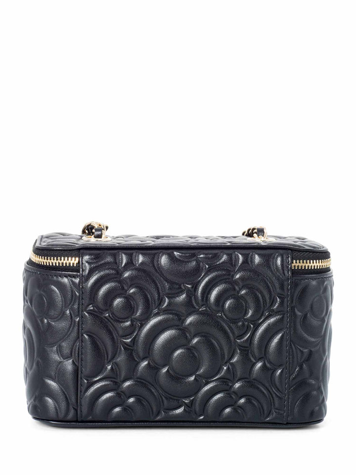 Top Quality Chanel Lambskin Camellia Quilted Leather Mini Vanity Messenger Bag Black