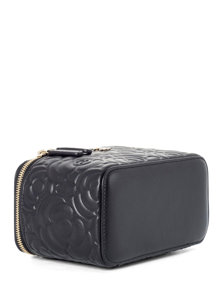 Top Quality Chanel Lambskin Camellia Quilted Leather Mini Vanity Messenger Bag Black