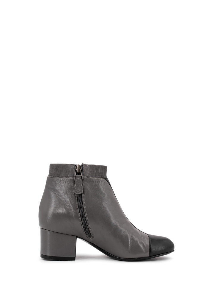 Top Quality Chanel Leather CC Logo Cap Toe Two Toned Booties Black Grey