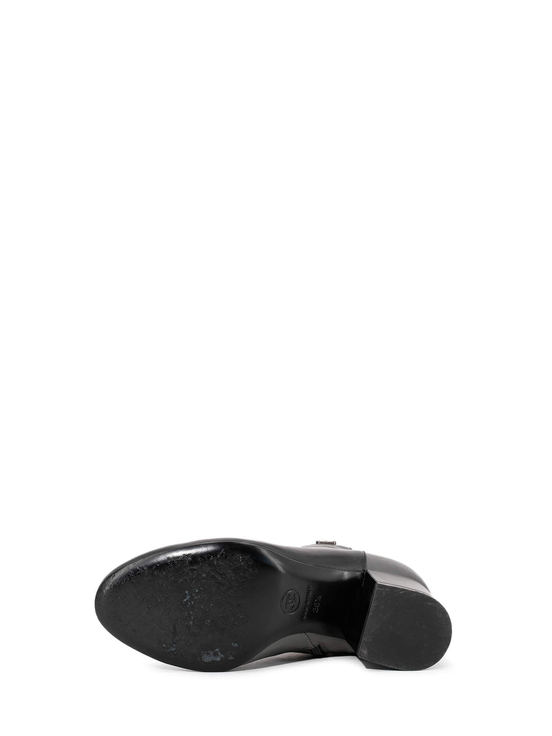Top Quality Chanel Leather CC Logo Cap Toe Two Toned Booties Black Grey