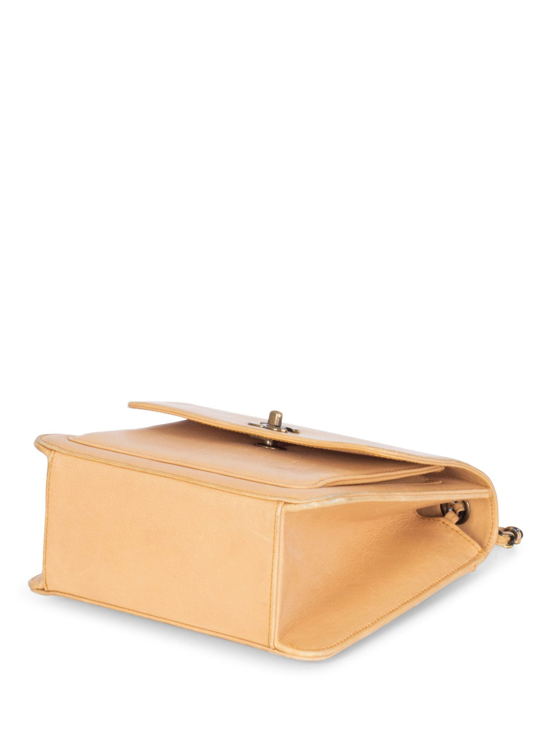 Top Quality Chanel Leather CC Logo Flap Messenger Bag Beige