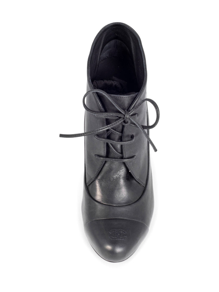 Top Quality Chanel Leather CC Logo Platform Ankle Booties Black