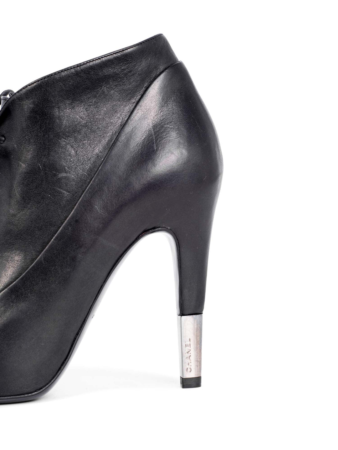 Top Quality Chanel Leather CC Logo Platform Ankle Booties Black