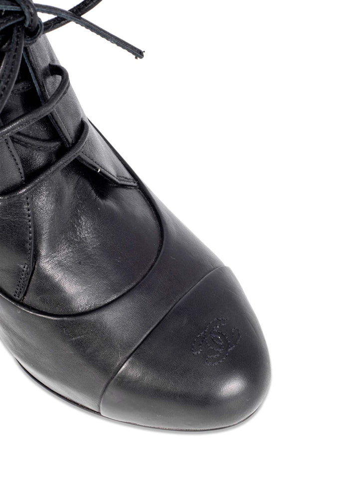 Top Quality Chanel Leather CC Logo Platform Ankle Booties Black