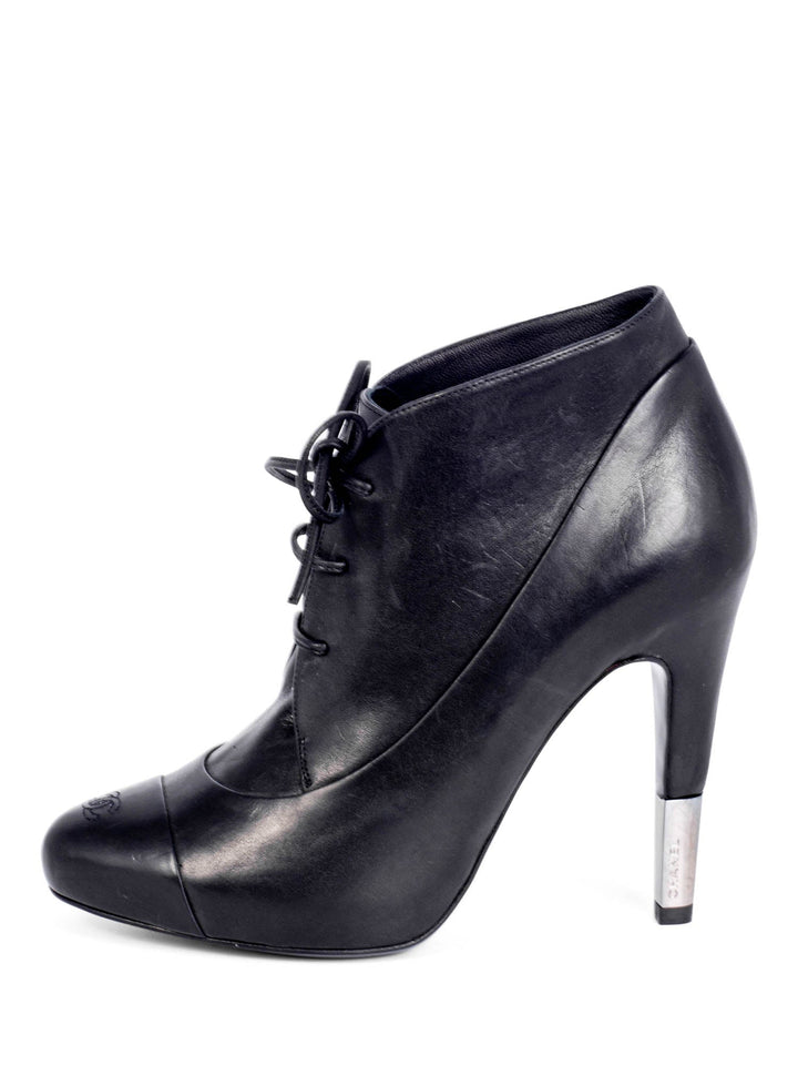 Top Quality Chanel Leather CC Logo Platform Ankle Booties Black