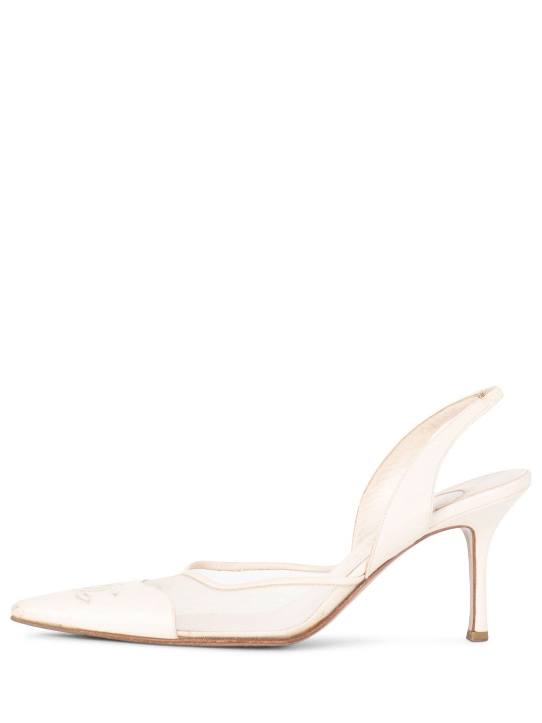Top Quality Chanel Leather CC Logo Slingback Heels Ivory
