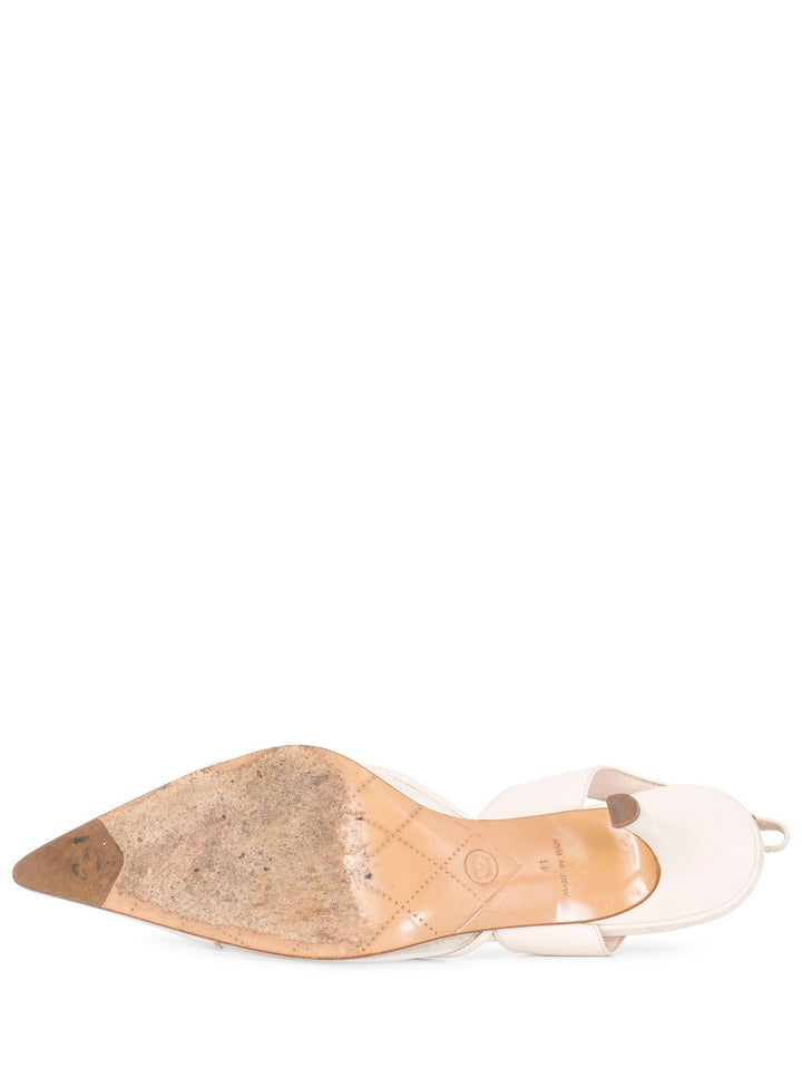 Top Quality Chanel Leather CC Logo Slingback Heels Ivory
