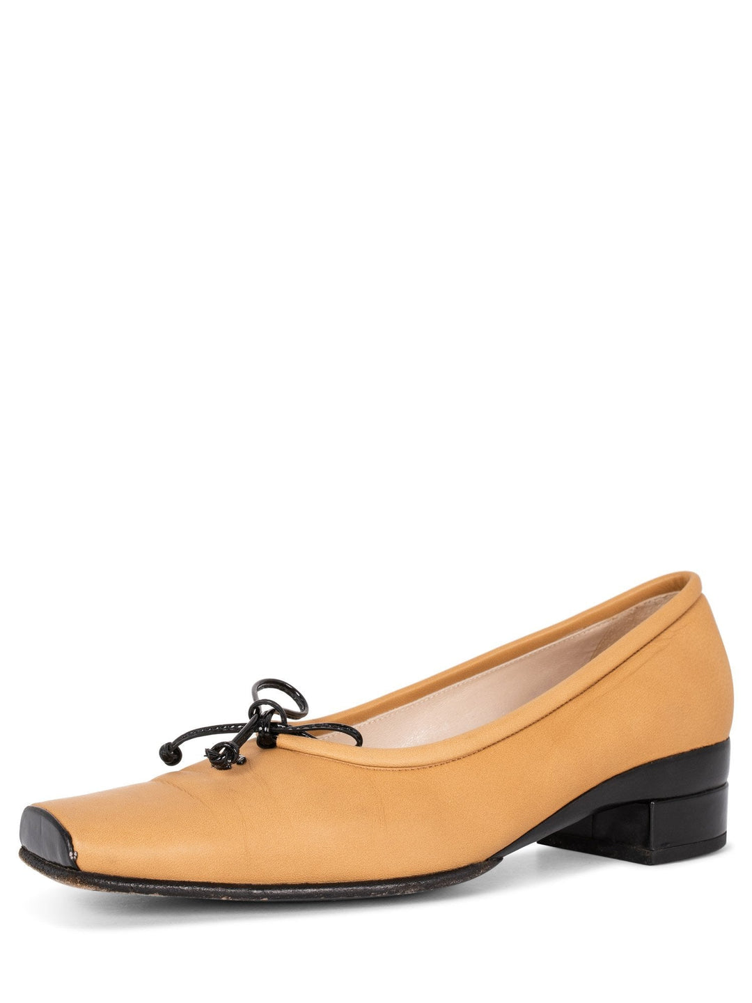 Top Quality Chanel Leather CC Logo Square Toe Shoes Beige