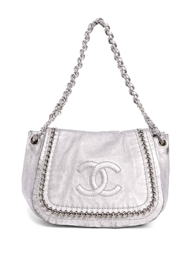 Top Quality Chanel Leather Chain Around Flap Bag Silver