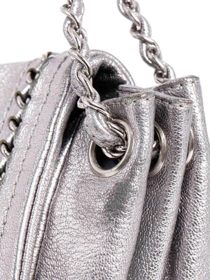 Top Quality Chanel Leather Chain Around Flap Bag Silver