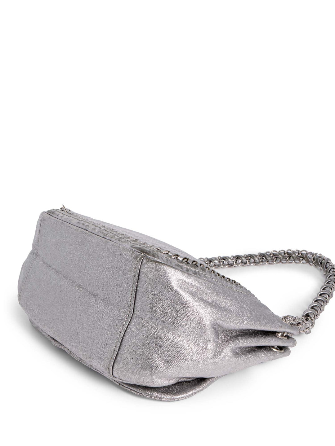 Top Quality Chanel Leather Chain Around Flap Bag Silver