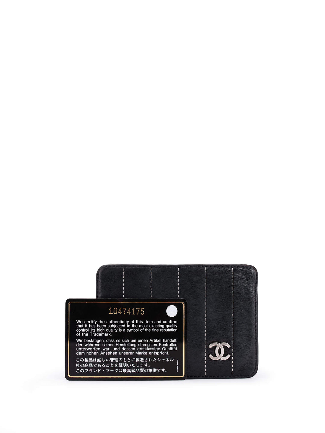 Top Quality Chanel Leather Quilted CC Logo Card Holder Wallet Black