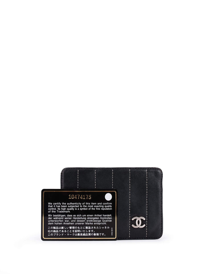 Top Quality Chanel Leather Quilted CC Logo Card Holder Wallet Black