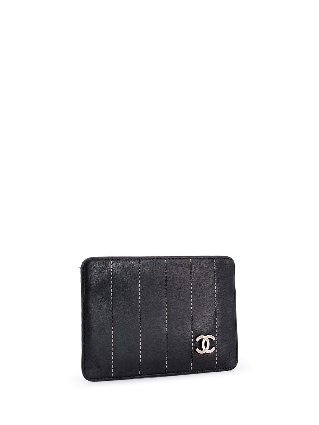 Top Quality Chanel Leather Quilted CC Logo Card Holder Wallet Black