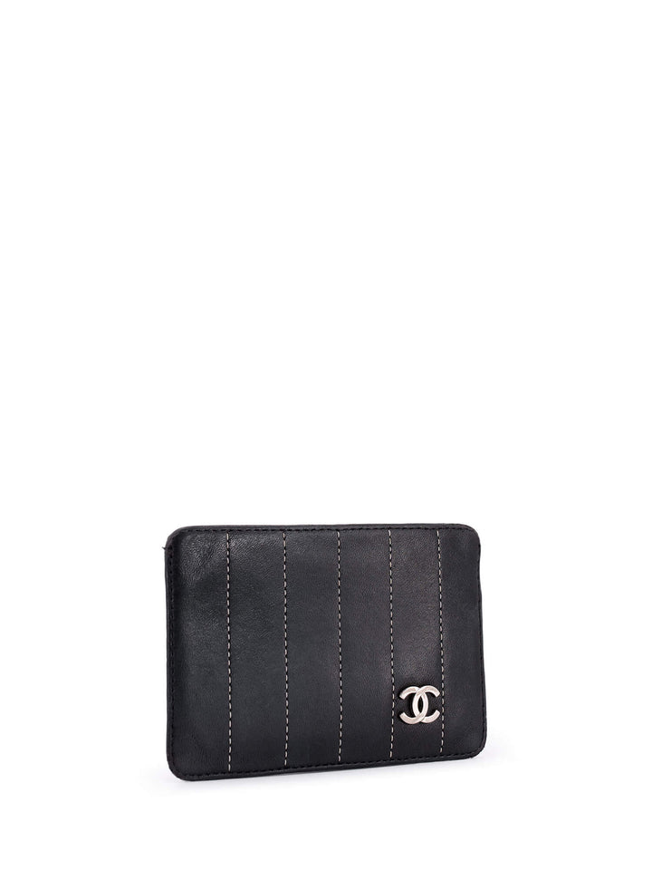 Top Quality Chanel Leather Quilted CC Logo Card Holder Wallet Black
