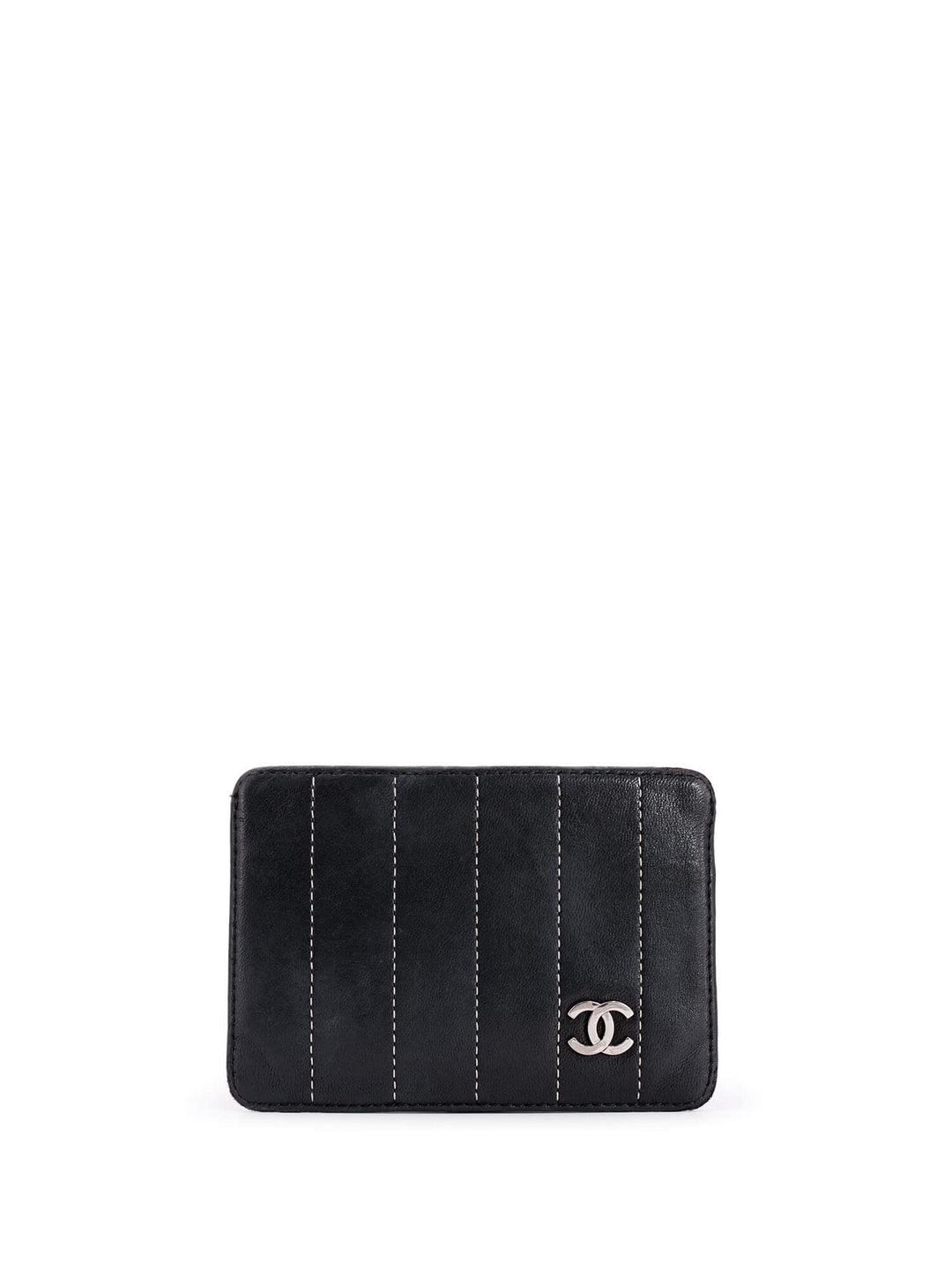Top Quality Chanel Leather Quilted CC Logo Card Holder Wallet Black