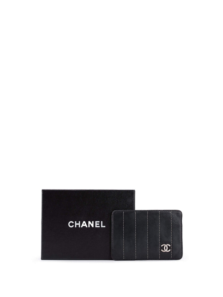 Top Quality Chanel Leather Quilted CC Logo Card Holder Wallet Black