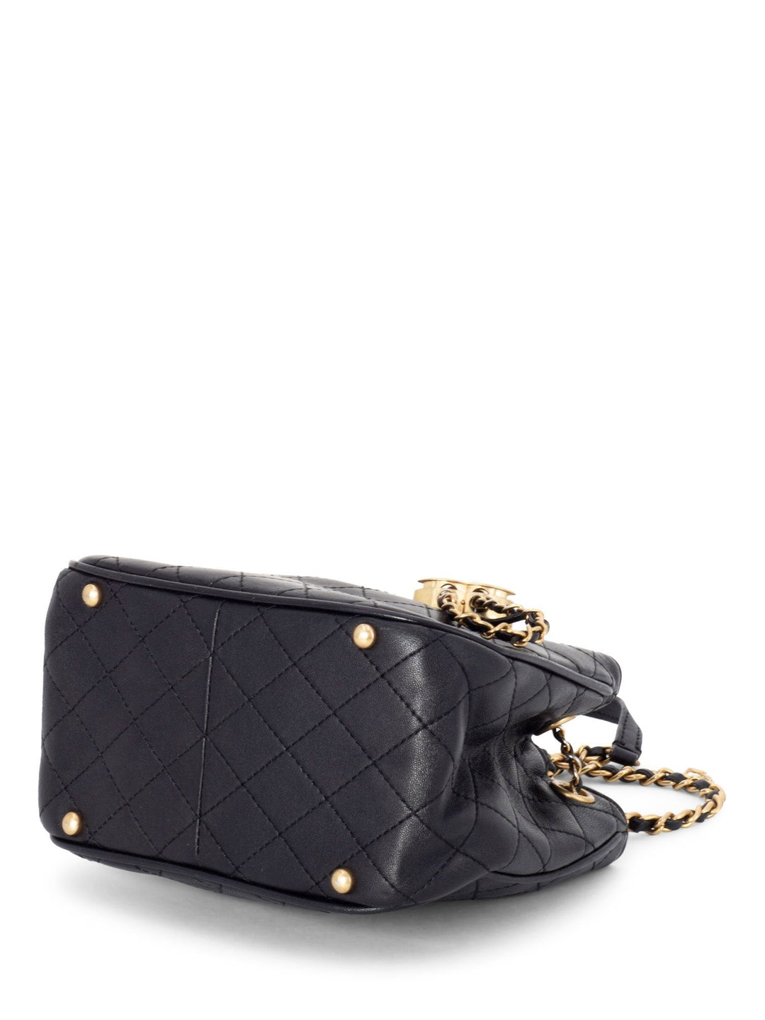 Top Quality Chanel Leather Small Egyptian Amulet Drawstring Bucket Bag Black
