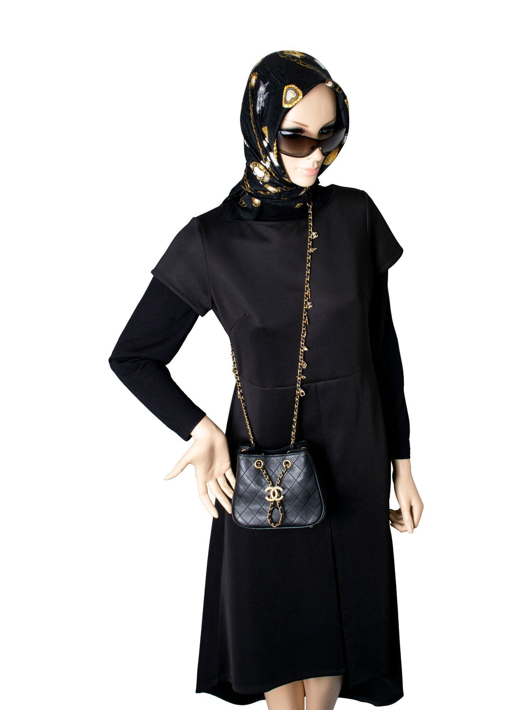 Top Quality Chanel Leather Small Egyptian Amulet Drawstring Bucket Bag Black