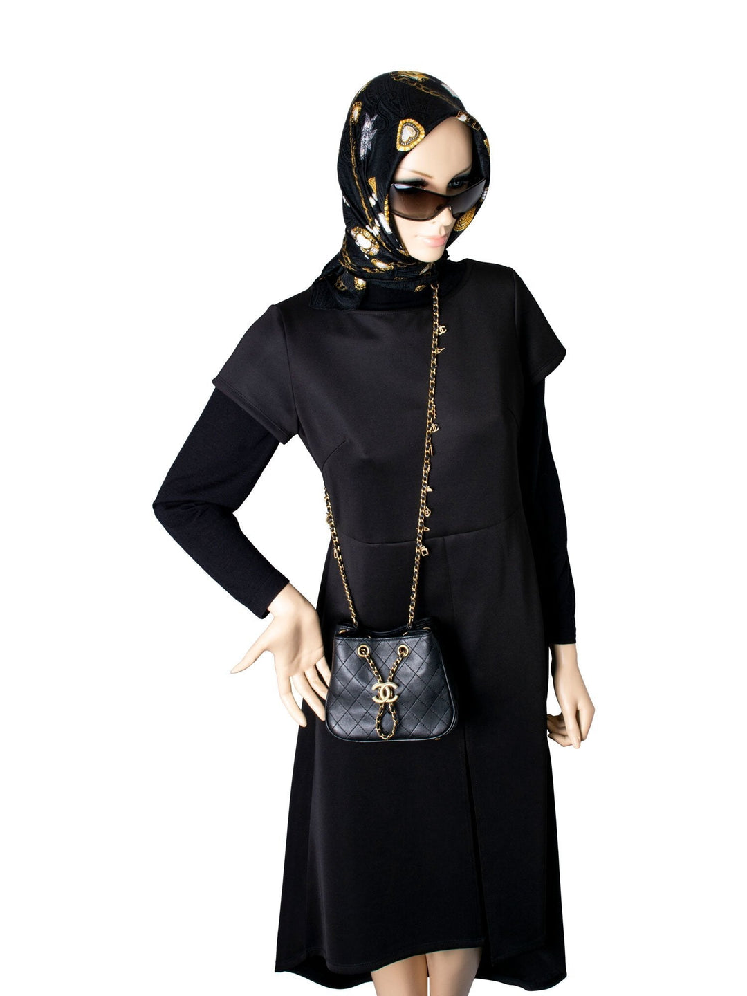 Top Quality Chanel Leather Small Egyptian Amulet Drawstring Bucket Bag Black