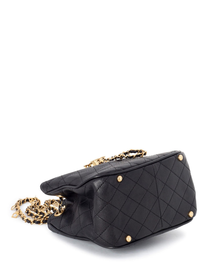 Top Quality Chanel Leather Small Egyptian Amulet Drawstring Bucket Bag Black