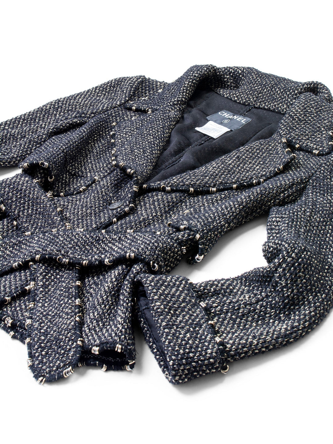 Top Quality Chanel Lesage Tweed Fringe Fitted Belted Jacket Gold Black