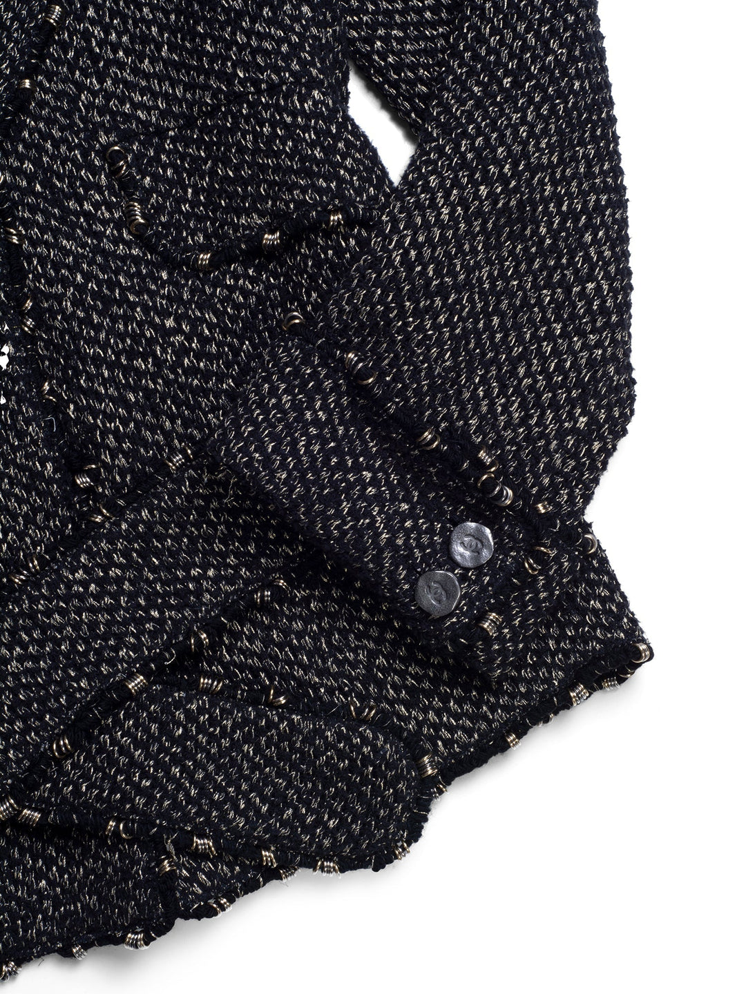 Top Quality Chanel Lesage Tweed Fringe Fitted Belted Jacket Gold Black