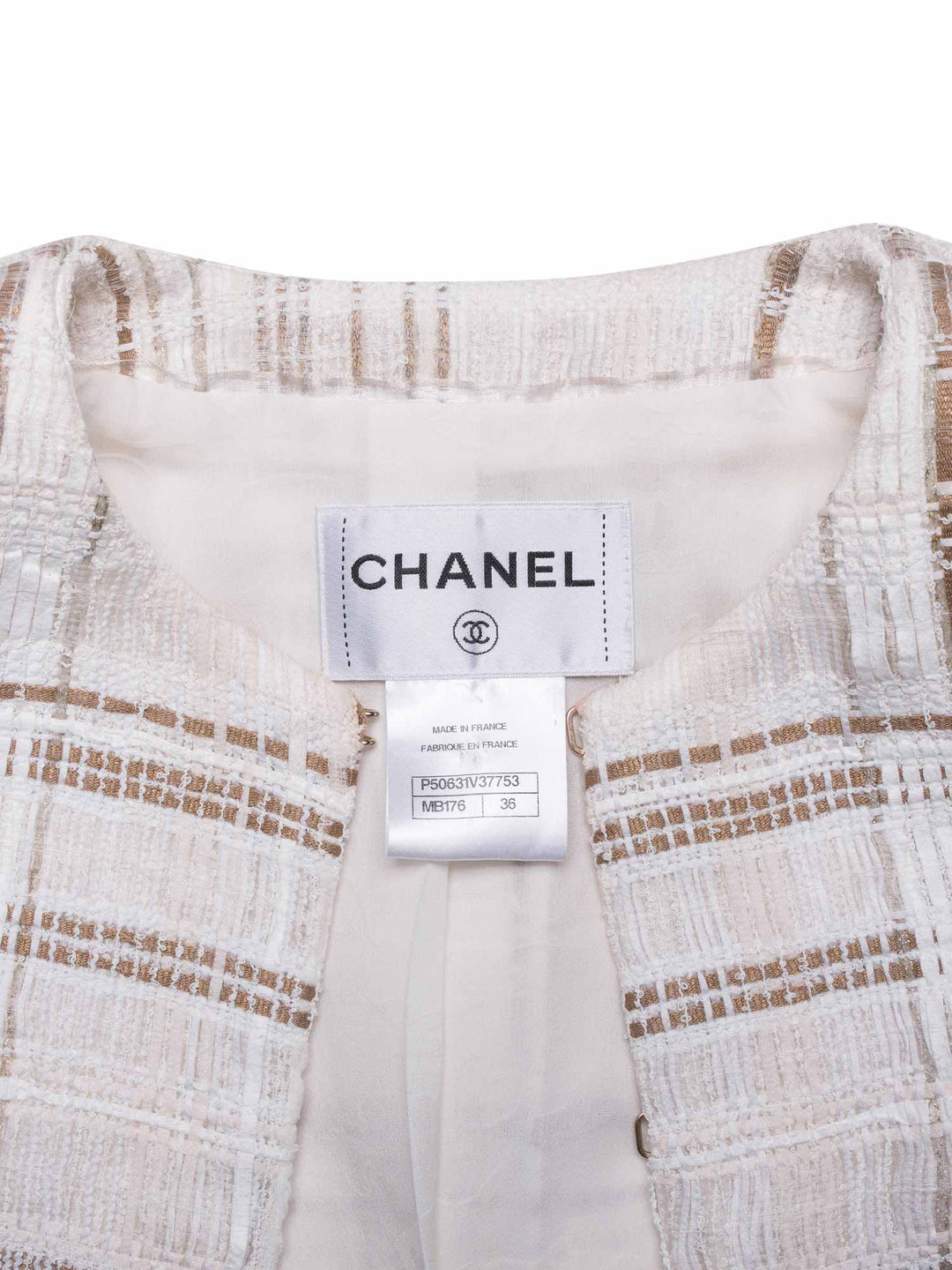 Top Quality Chanel Lesage Tweed Gripoix Fitted Jacket White