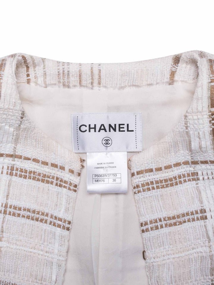 Top Quality Chanel Lesage Tweed Gripoix Fitted Jacket White