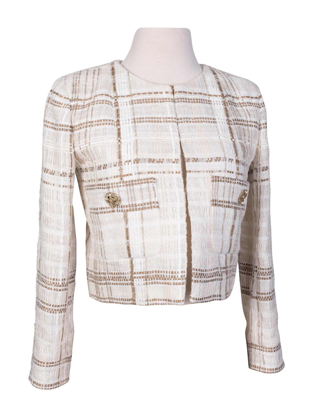 Top Quality Chanel Lesage Tweed Gripoix Fitted Jacket White