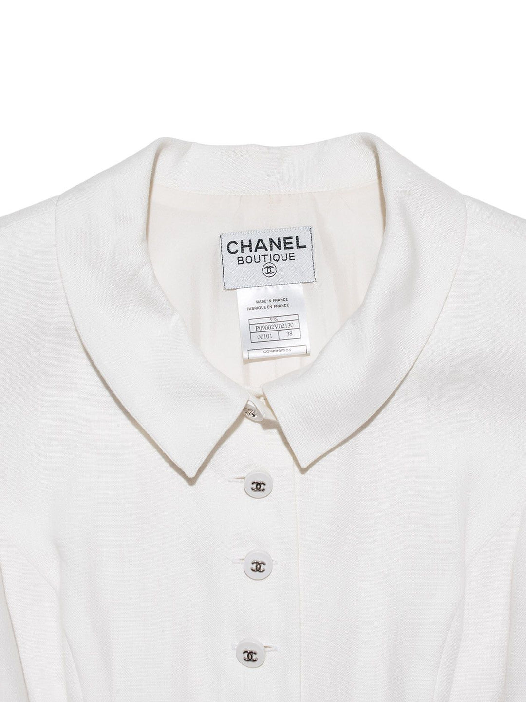 Top Quality Chanel Linen Button Down Dress White