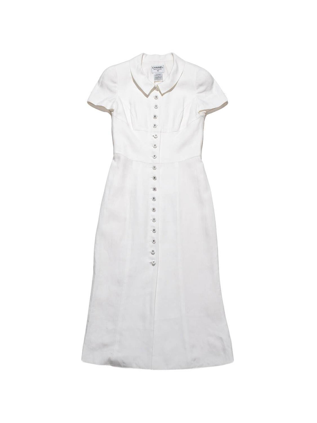 Top Quality Chanel Linen Button Down Dress White