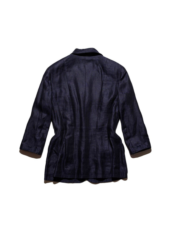 Top Quality Chanel Linen CC Logo Fitted Jacket Blue