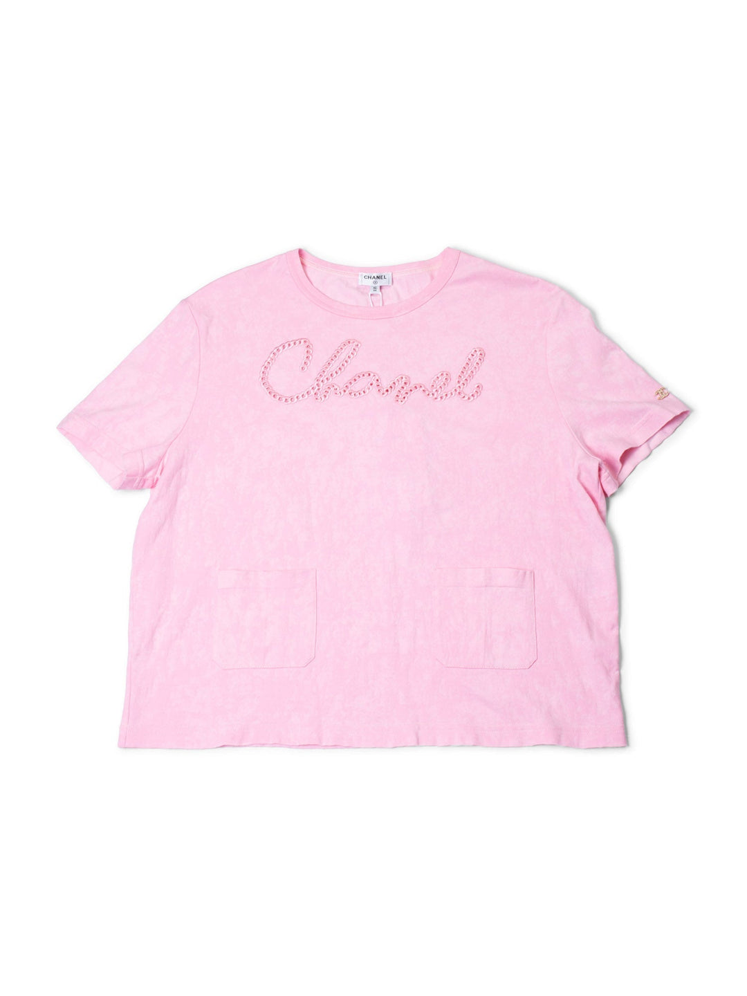 Top Quality Chanel Logo Cotton Embroidered Tie-Dye T-Shirt Pink