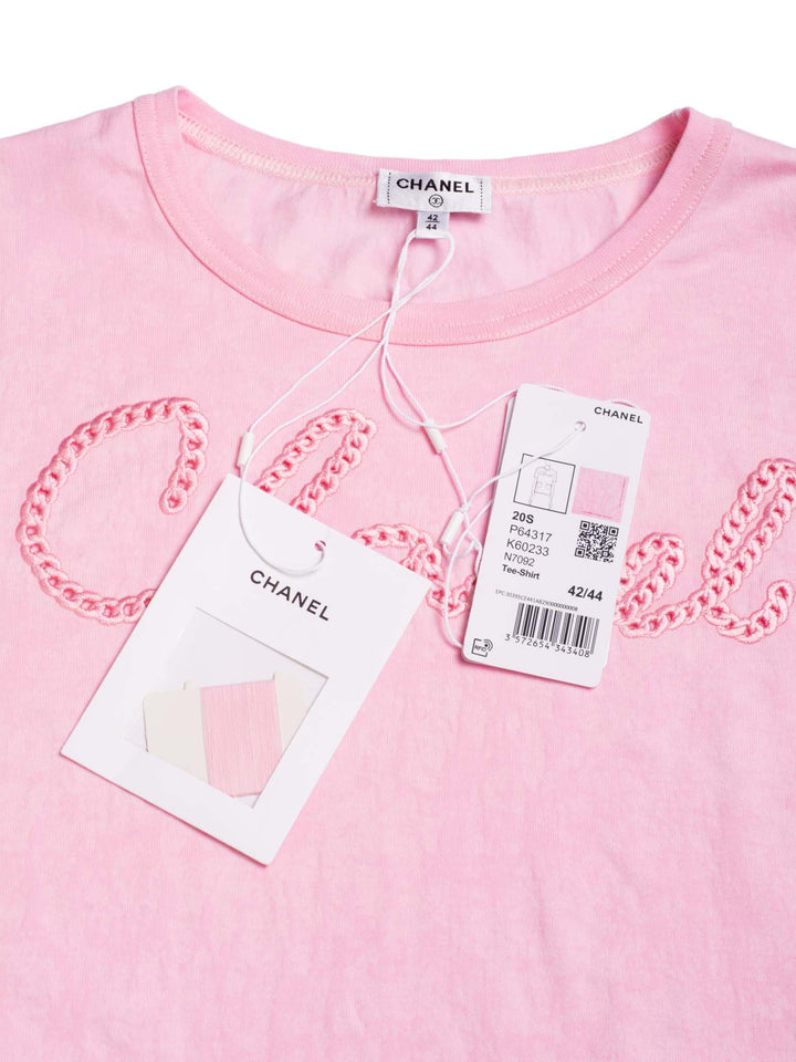 Top Quality Chanel Logo Cotton Embroidered Tie-Dye T-Shirt Pink