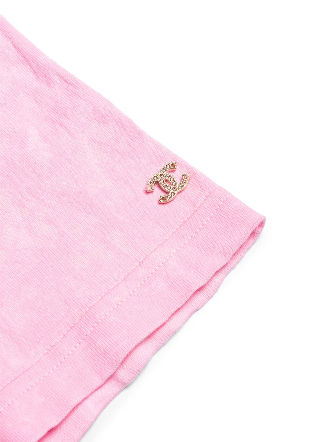 Top Quality Chanel Logo Cotton Embroidered Tie-Dye T-Shirt Pink