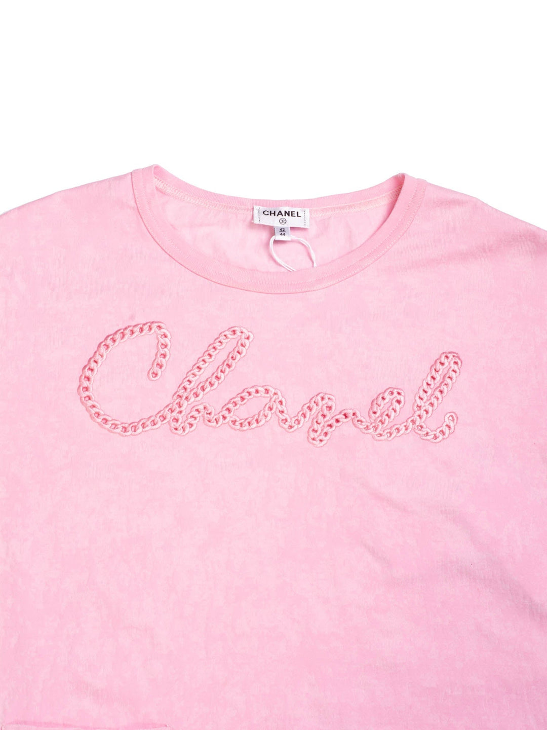 Top Quality Chanel Logo Cotton Embroidered Tie-Dye T-Shirt Pink