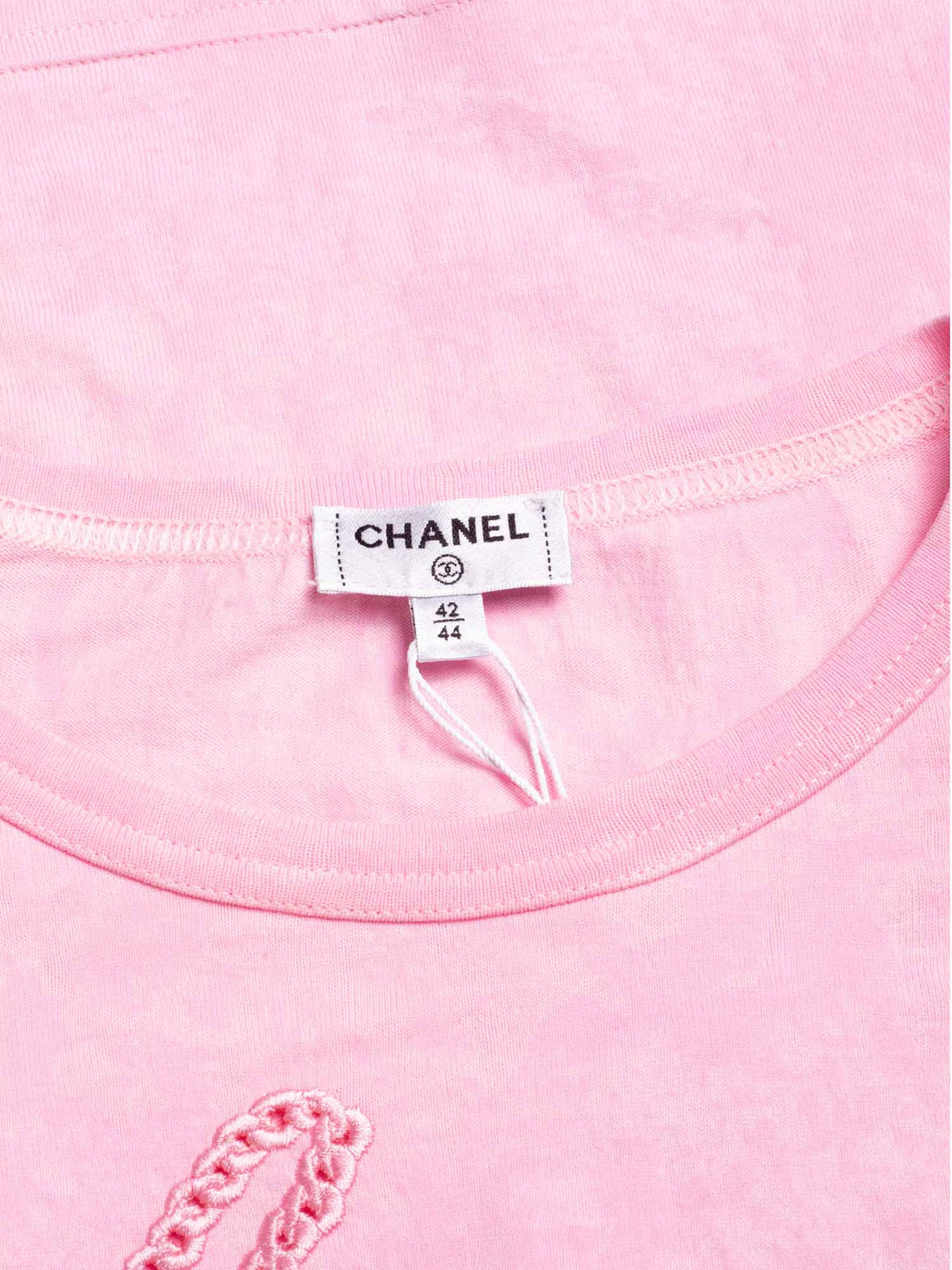 Top Quality Chanel Logo Cotton Embroidered Tie-Dye T-Shirt Pink