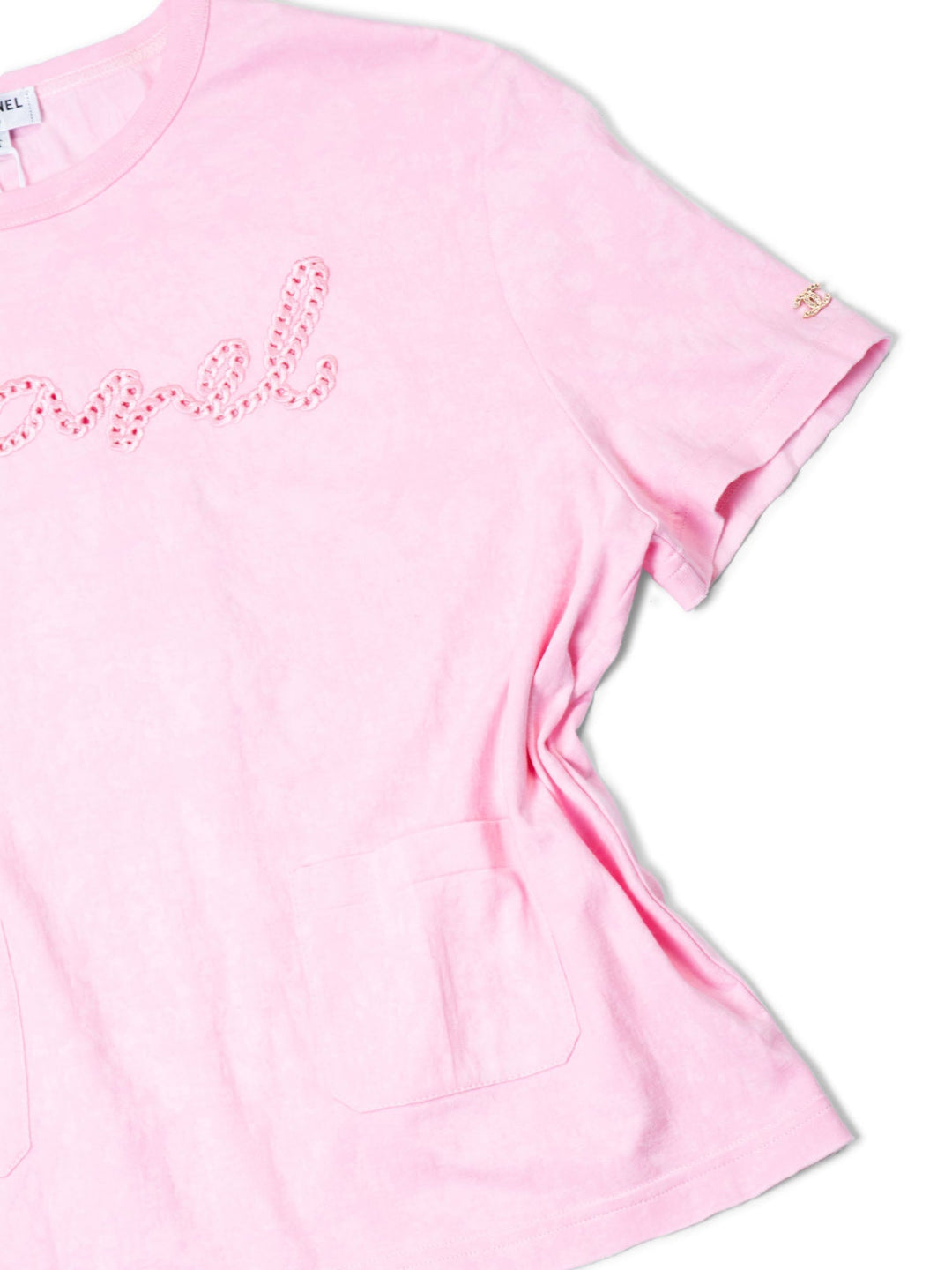 Top Quality Chanel Logo Cotton Embroidered Tie-Dye T-Shirt Pink