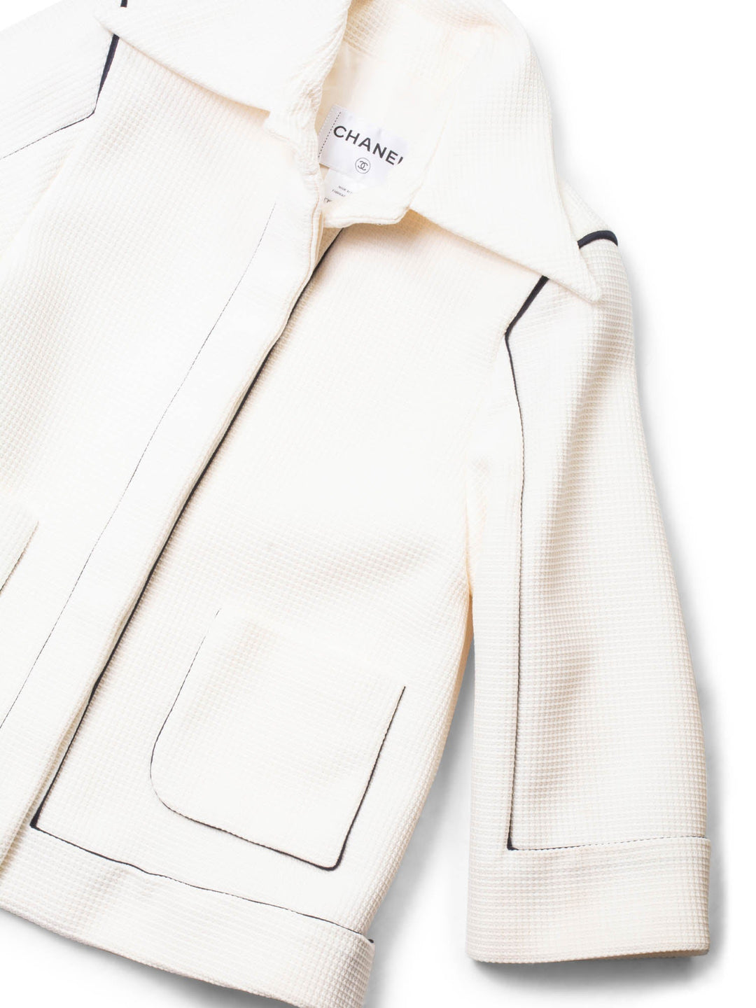 Top Quality Chanel Logo Cotton Tweed Jacket White Black