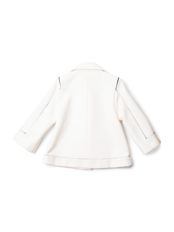 Top Quality Chanel Logo Cotton Tweed Jacket White Black