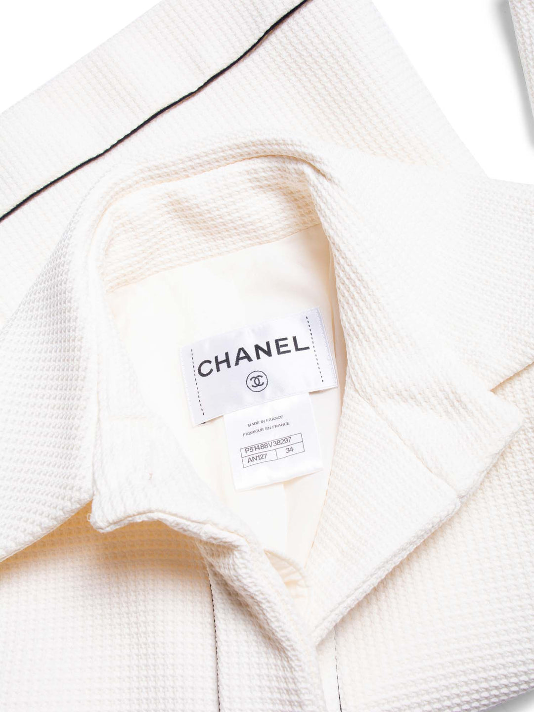 Top Quality Chanel Logo Cotton Tweed Jacket White Black