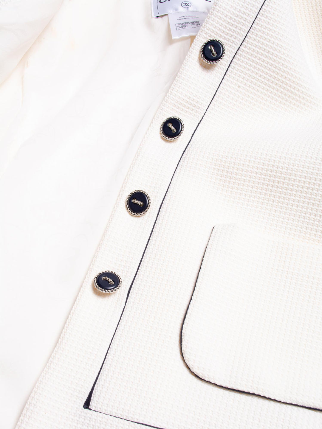 Top Quality Chanel Logo Cotton Tweed Jacket White Black