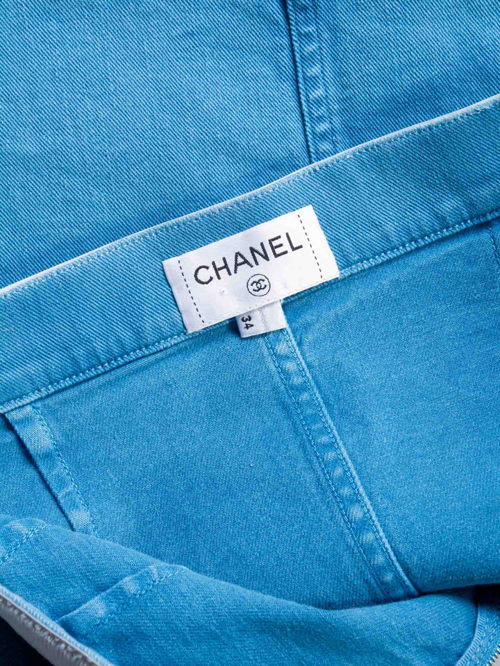 Top Quality Chanel Logo Denim Mini Skirt Blue